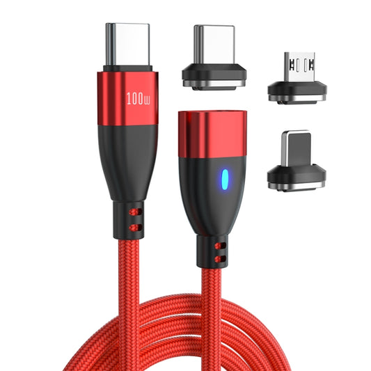 ENKAY 3 in 1 PD100W Type-C to Type-C / 8 Pin / Micro USB Magnetic Fast Charging Cable, Cable Length:1m(Red) - Charging Cable & Head by ENKAY | Online Shopping South Africa | PMC Jewellery | Buy Now Pay Later Mobicred