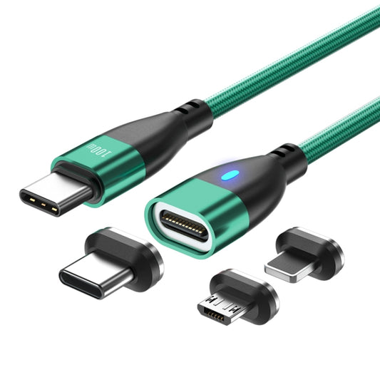 ENKAY 3 in 1 PD100W Type-C to Type-C / 8 Pin / Micro USB Magnetic Fast Charging Cable, Cable Length:1.8m(Green) - Charging Cable & Head by ENKAY | Online Shopping South Africa | PMC Jewellery | Buy Now Pay Later Mobicred