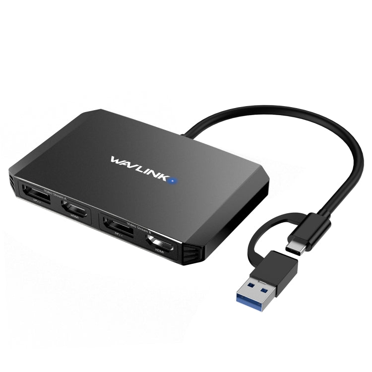 WAVLINK WL-UG69DH2 Dual Monitor USB+Type-C to Dual 4K HD DisplayPort Adapter Splitter(Black) - free shipping - PMC Jewellery - Order now!