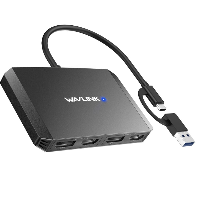 WAVLINK WL-UG69DH2 Dual Monitor USB+Type-C to Dual 4K HD DisplayPort Adapter Splitter(Black) - free shipping - PMC Jewellery - Order now!