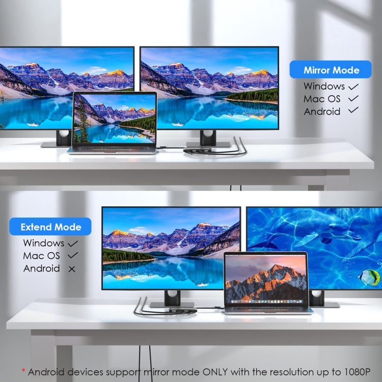 WAVLINK WL-UG69DH2 Dual Monitor USB+Type-C to Dual 4K HD DisplayPort Adapter Splitter(Black) - free shipping - PMC Jewellery - Order now!