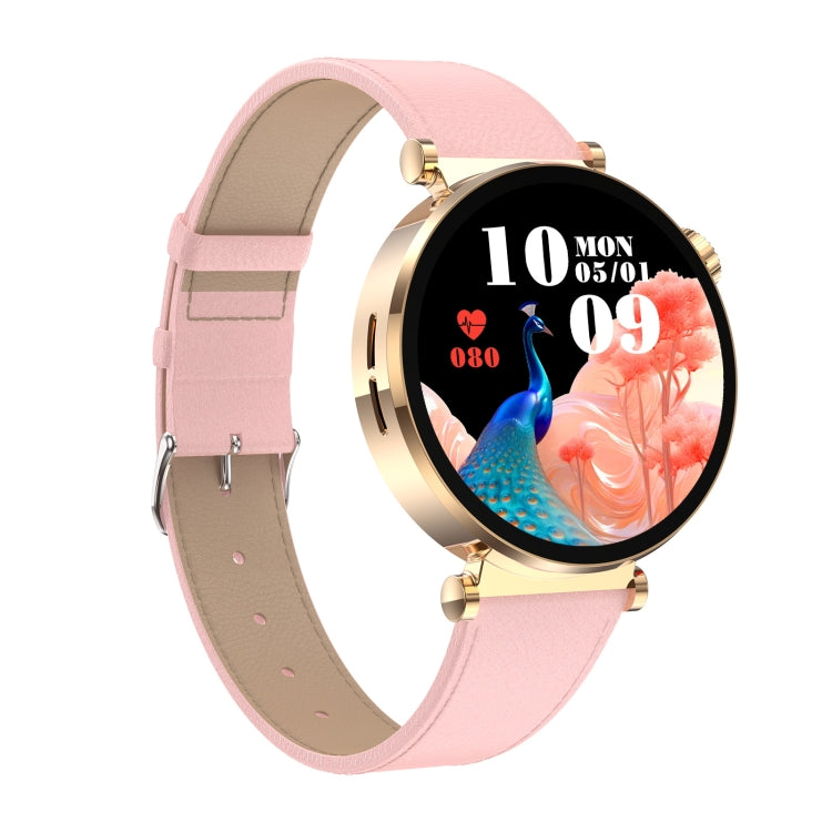 ET490 1.27 inch Color Screen Smart Watch Leather Strap, Support Bluetooth Call / ECG(Pink) - Smart Watches by PMC Jewellery | Online Shopping South Africa | PMC Jewellery