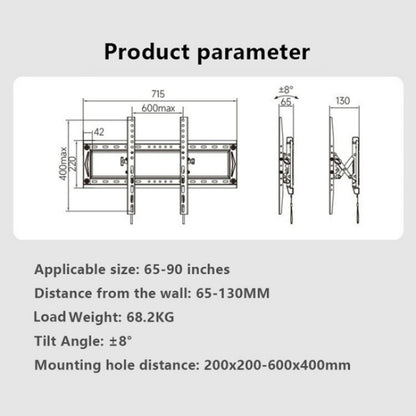 NB DF80-T Angle Adjustable Television Holder Universal 65-90 inch TV Wall Mount Bracket - TV Brackets & Mounts by PMC Jewellery | Online Shopping South Africa | PMC Jewellery | Buy Now Pay Later Mobicred