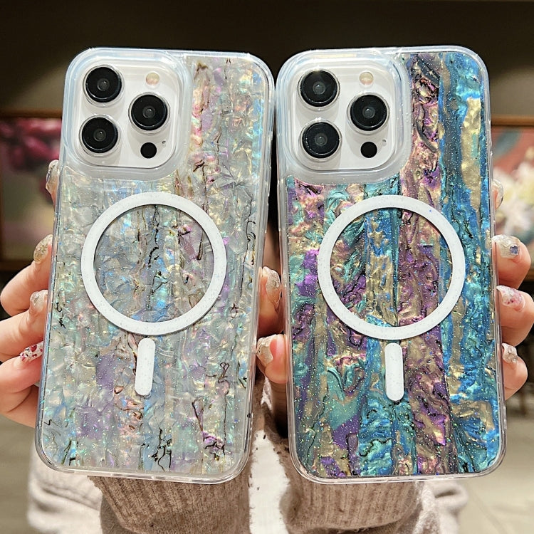 For iPhone 13 / 14 Shell Texture Multicolor MagSafe TPU Phone Case(Purple) - iPhone 14 Cases by PMC Jewellery | Online Shopping South Africa | PMC Jewellery