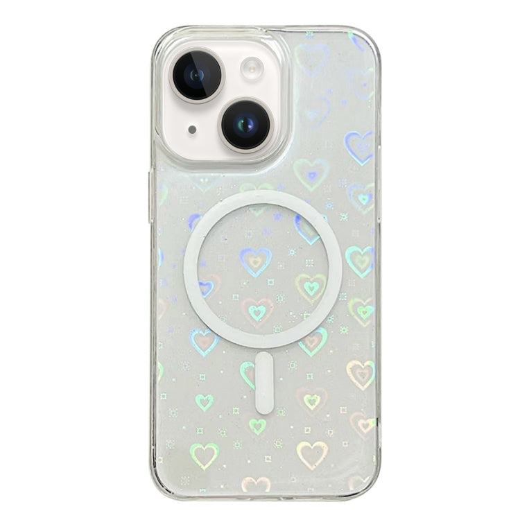 For iPhone 15 Laser Love MagSafe TPU Phone Case(Transparent) - iPhone 15 Cases by PMC Jewellery | Online Shopping South Africa | PMC Jewellery