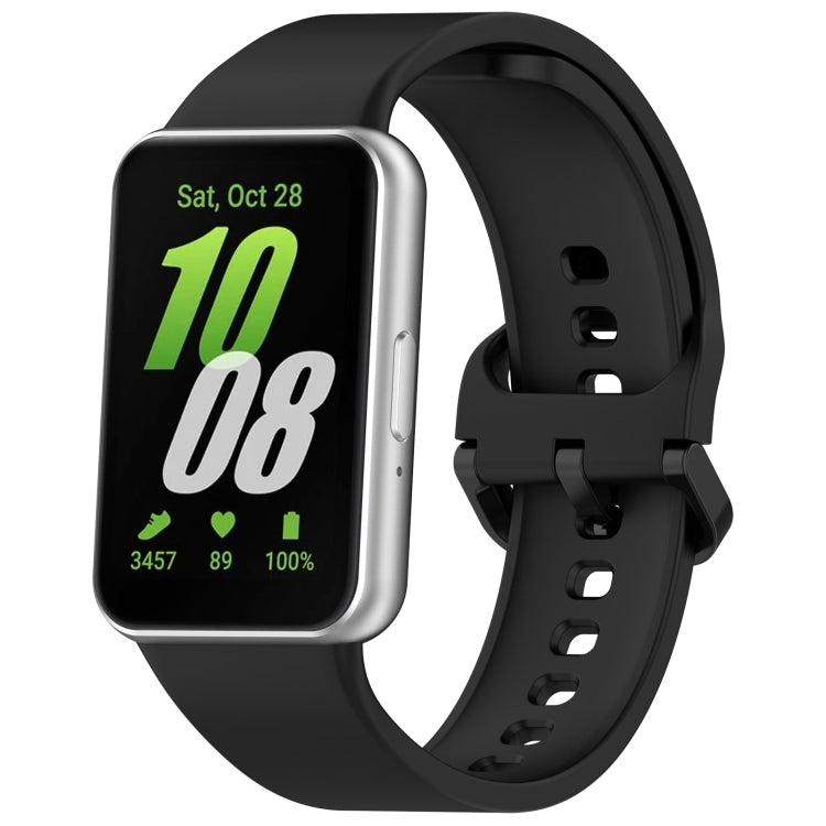 For Samsung Galaxy Fit 3 Solid Color Colorful Buckle Silicone Watch Band(Black) - Watch Bands by PMC Jewellery | Online Shopping South Africa | PMC Jewellery