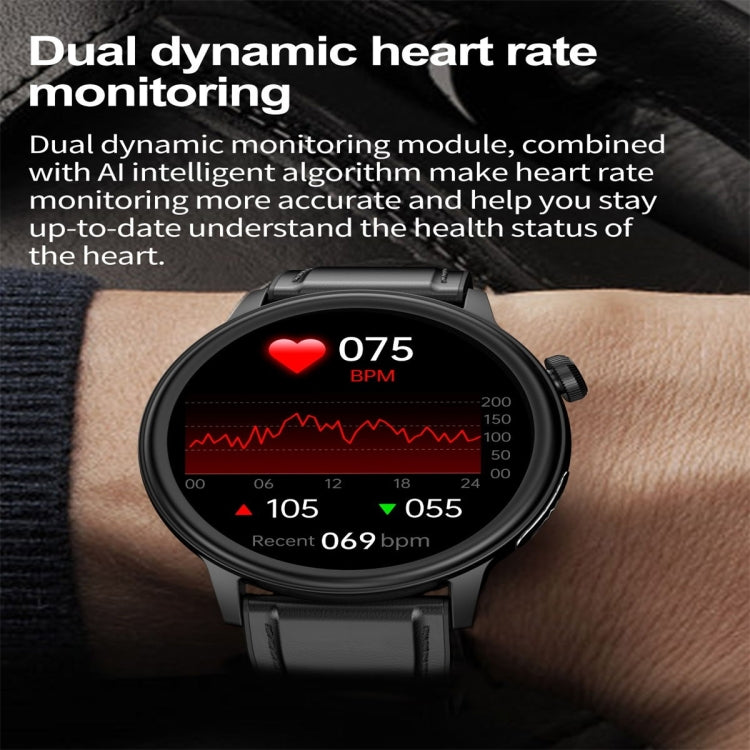 ET470 1.39 inch Color Screen Smart Watch Leather Strap, Support Bluetooth Call / ECG(Black) - Smart Watches by PMC TechLife | Online Shopping South Africa | PMC TechLife
