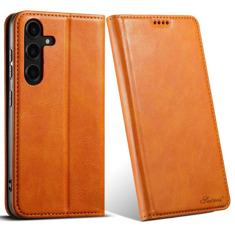 For Samsung Galaxy S24+ 5G Suteni J02 Oil Wax Wallet Leather Phone Case(Khaki) - Galaxy S24+ 5G Cases by Suteni | Online Shopping South Africa | PMC Jewellery | Buy Now Pay Later Mobicred