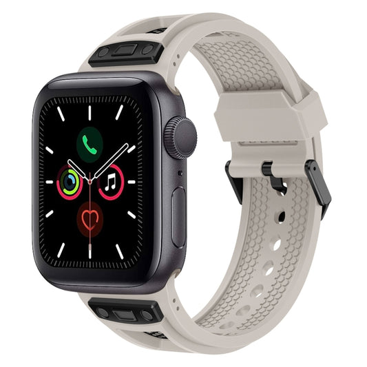 For Apple Watch Series 5 44mm Breathable Stainless Steel Mesh TPU Watch Band(Starlight Black) - Watch Bands by PMC Jewellery | Online Shopping South Africa | PMC Jewellery