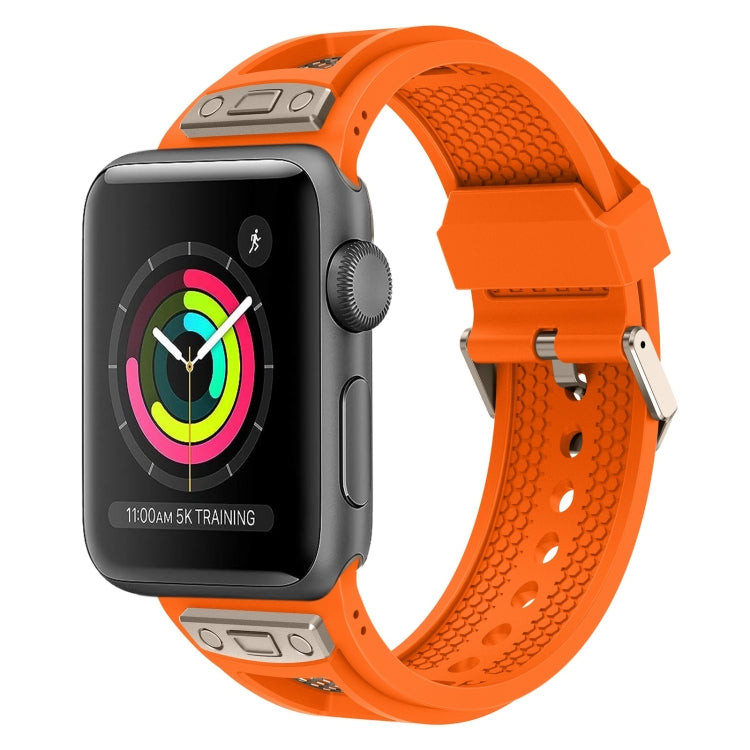 For Apple Watch Series 3 42mm Breathable Stainless Steel Mesh TPU Watch Band(Orange Titanium) - Watch Bands by PMC Jewellery | Online Shopping South Africa | PMC Jewellery