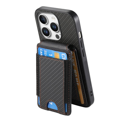 For iPhone 16 Pro Carbon Fiber Vertical Flip Wallet Stand Phone Case(Black) - iPhone 16 Pro Cases by PMC Jewellery | Online Shopping South Africa | PMC Jewellery | Buy Now Pay Later Mobicred