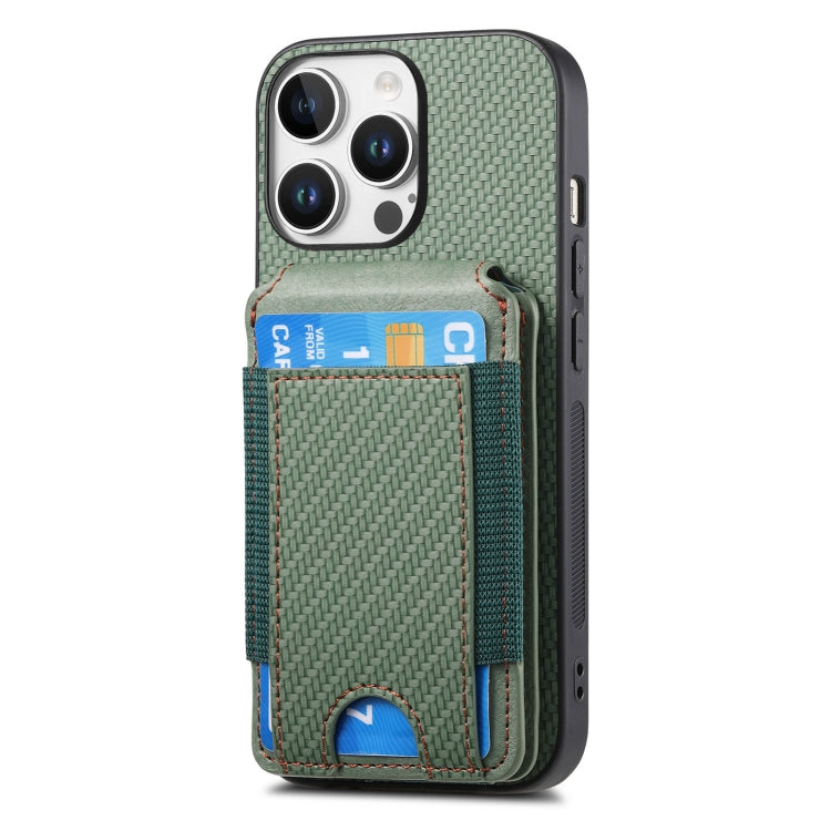 For iPhone 16 Pro Carbon Fiber Vertical Flip Wallet Stand Phone Case(Green) - iPhone 16 Pro Cases by PMC Jewellery | Online Shopping South Africa | PMC Jewellery | Buy Now Pay Later Mobicred