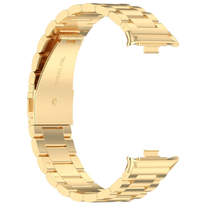 For Redmi Watch 4 Three Bead Stainless Steel Metal Watch Band(Gold) - Watch Bands by PMC Jewellery | Online Shopping South Africa | PMC Jewellery