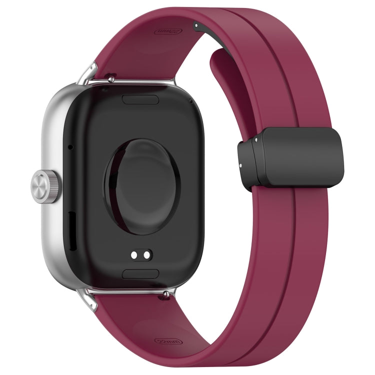 For Xiaomi  Mi Band 8 Pro Groove Folding Magnetic Buckle Silicone Watch Band(Wine Red) - Watch Bands by PMC Jewellery | Online Shopping South Africa | PMC Jewellery