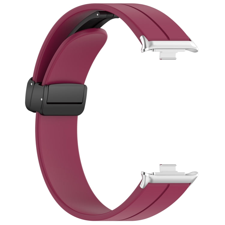 For Xiaomi  Mi Band 8 Pro Groove Folding Magnetic Buckle Silicone Watch Band(Wine Red) - Watch Bands by PMC Jewellery | Online Shopping South Africa | PMC Jewellery