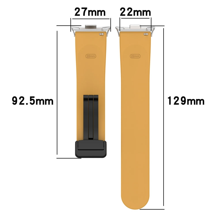 For Redmi Watch 4 Groove Folding Magnetic Buckle Silicone Watch Band(Yellow) - Watch Bands by PMC Jewellery | Online Shopping South Africa | PMC Jewellery