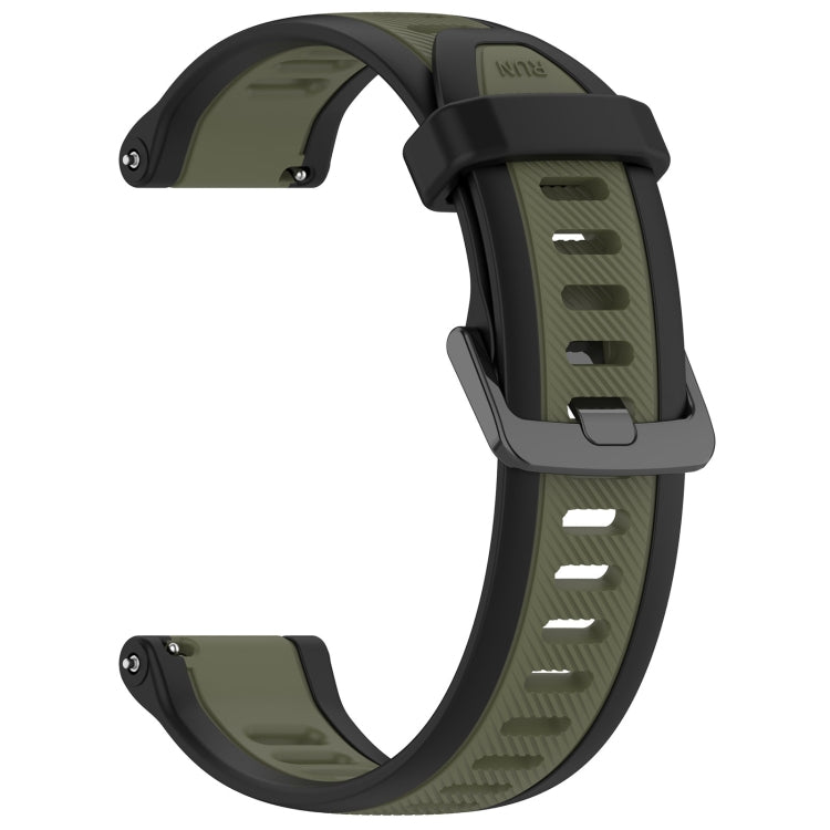 For Garmin Forerunner 255 Music 22mm Two Color Textured Silicone Watch Band(Green+Black) - Watch Bands by PMC Jewellery | Online Shopping South Africa | PMC Jewellery