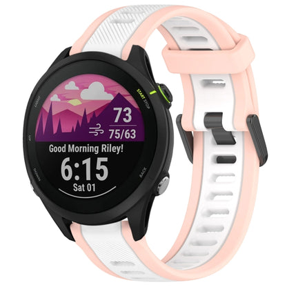 For Garmin Forerunner 255 Music 22mm Two Color Textured Silicone Watch Band(White+Pink) - Watch Bands by PMC Jewellery | Online Shopping South Africa | PMC Jewellery