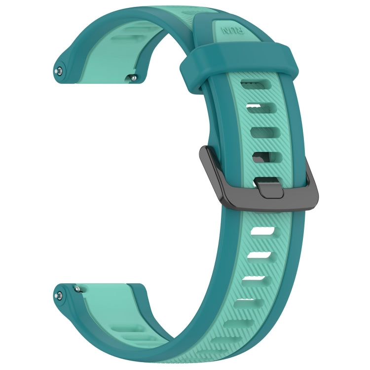 For Garmin Vivoactive 4 22mm Two Color Textured Silicone Watch Band(Teal) - Watch Bands by PMC TechLife | Online Shopping South Africa | PMC TechLife