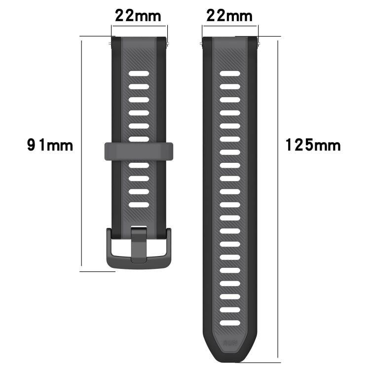 For Garmin Forerunner 255 Music 22mm Two Color Textured Silicone Watch Band(Orange+Black) - Watch Bands by PMC Jewellery | Online Shopping South Africa | PMC Jewellery