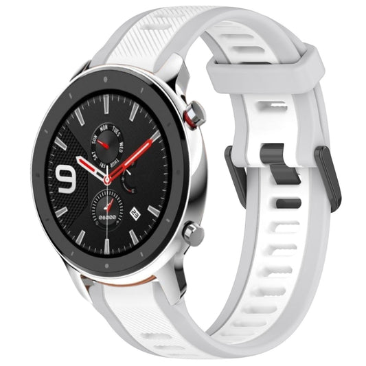 For Amazfit GTR 4 22mm Two-Color Textured Silicone Watch Band(White+Grey) - Watch Bands by PMC Jewellery | Online Shopping South Africa | PMC Jewellery