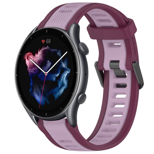 For Amazfit 3 22mm Two-Color Textured Silicone Watch Band(Purple) - Watch Bands by PMC Jewellery | Online Shopping South Africa | PMC Jewellery