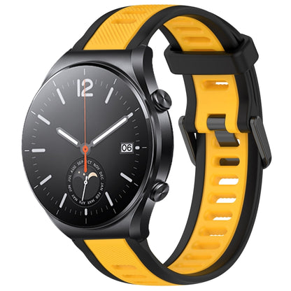 For Xiaomi MI Watch S1 22mm Two Color Textured Silicone Watch Band(Yellow+Black) - Watch Bands by PMC Jewellery | Online Shopping South Africa | PMC Jewellery