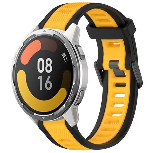 For Xiaomi MI Watch Color 2 22mm Two Color Textured Silicone Watch Band(Yellow+Black) - Watch Bands by PMC Jewellery | Online Shopping South Africa | PMC Jewellery