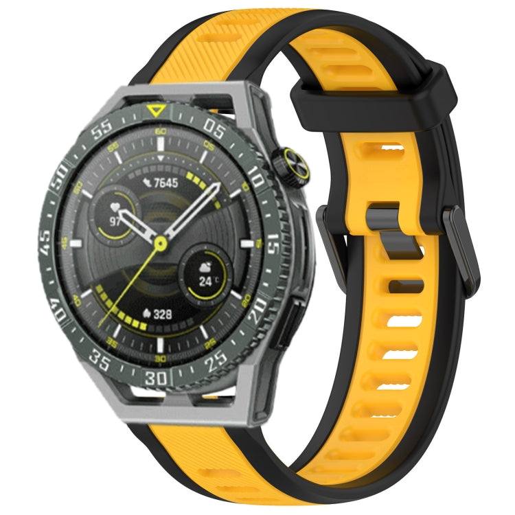 For Huawei Watch GT3 SE 22mm Two Color Textured Silicone Watch Band(Yellow+Black) - Watch Bands by PMC Jewellery | Online Shopping South Africa | PMC Jewellery