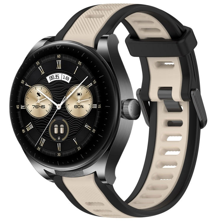 For Huawei Watch Buds 22mm Two Color Textured Silicone Watch Band(Starlight + Black) - Watch Bands by PMC Jewellery | Online Shopping South Africa | PMC Jewellery