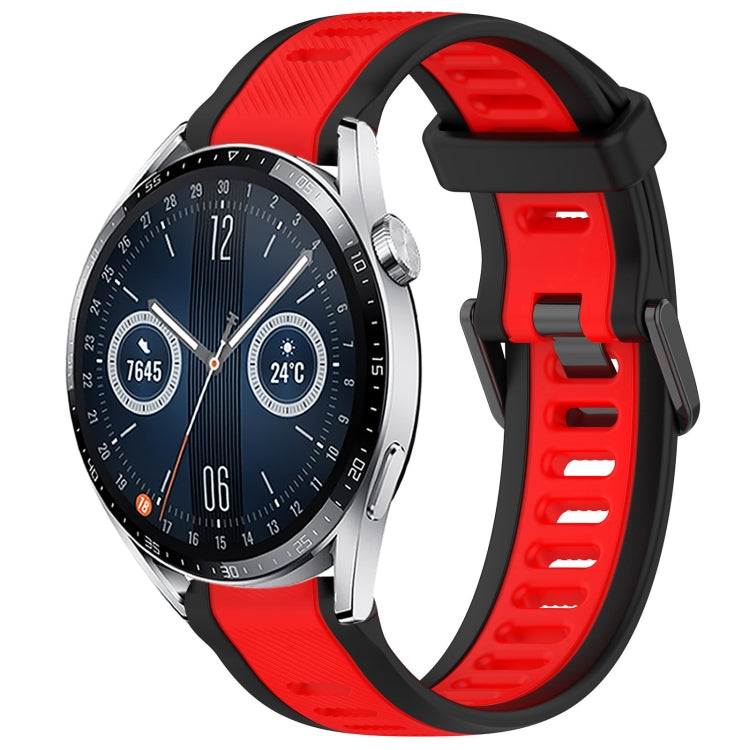 For Huawei Watch GT3 46mm 22mm Two Color Textured Silicone Watch Band(Red+Black) - Watch Bands by PMC Jewellery | Online Shopping South Africa | PMC Jewellery