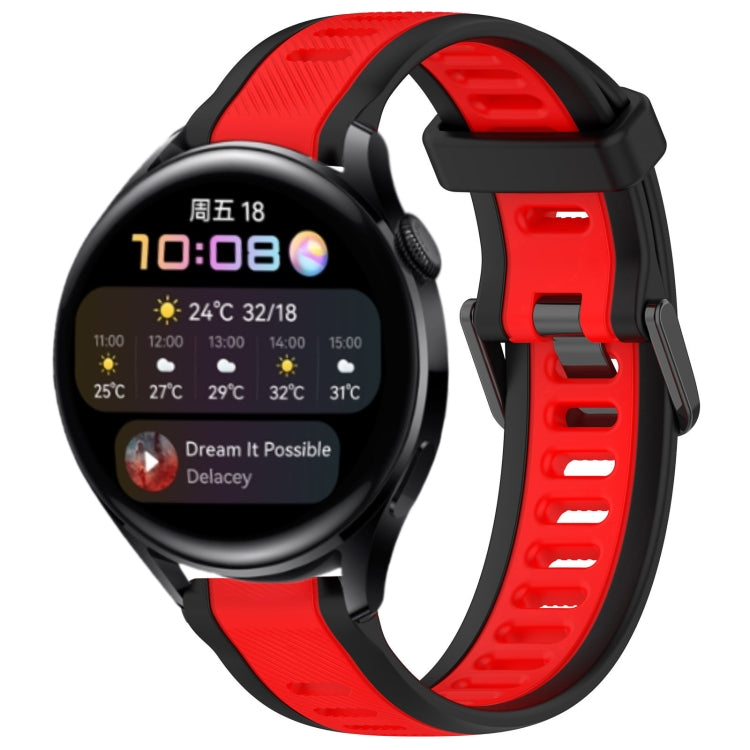 For Huawei Watch 3 22mm Two Color Textured Silicone Watch Band(Red+Black) - Watch Bands by PMC Jewellery | Online Shopping South Africa | PMC Jewellery