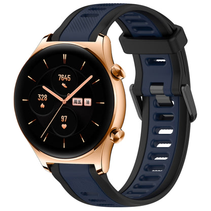 For Honor Watch GS 3 22mm Two Color Textured Silicone Watch Band(Midnight Blue+Black) - Watch Bands by PMC Jewellery | Online Shopping South Africa | PMC Jewellery