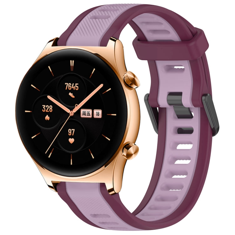 For Honor Watch GS 3 22mm Two Color Textured Silicone Watch Band(Purple) - Watch Bands by PMC Jewellery | Online Shopping South Africa | PMC Jewellery