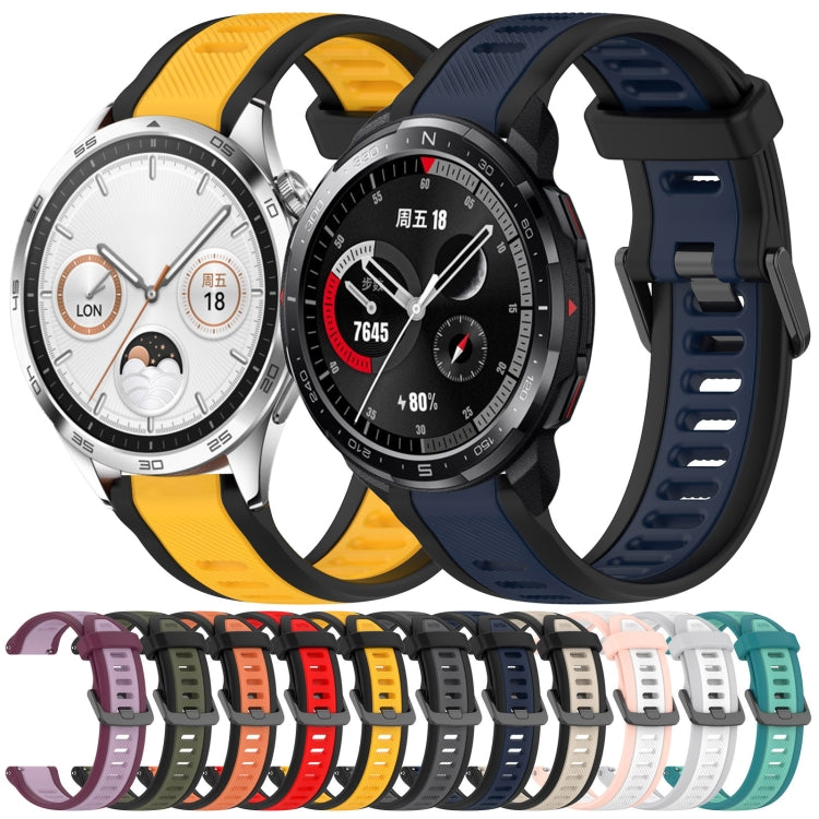 For Huawei Watch 3 Pro 22mm Two Color Textured Silicone Watch Band(Midnight Blue+Black) - Watch Bands by PMC Jewellery | Online Shopping South Africa | PMC Jewellery