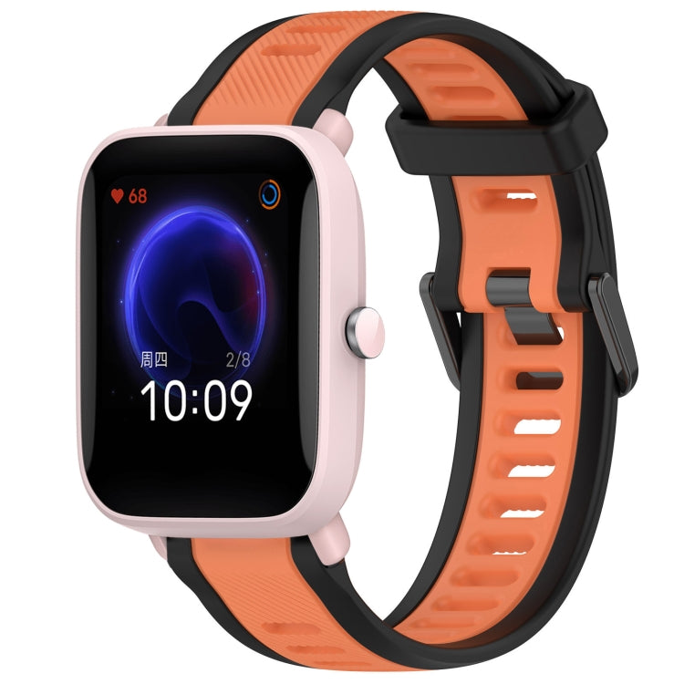 For Amazfit Pop Pro 20mm Two-Color Textured Silicone Watch Band(Orange+Black) - Watch Bands by PMC Jewellery | Online Shopping South Africa | PMC Jewellery