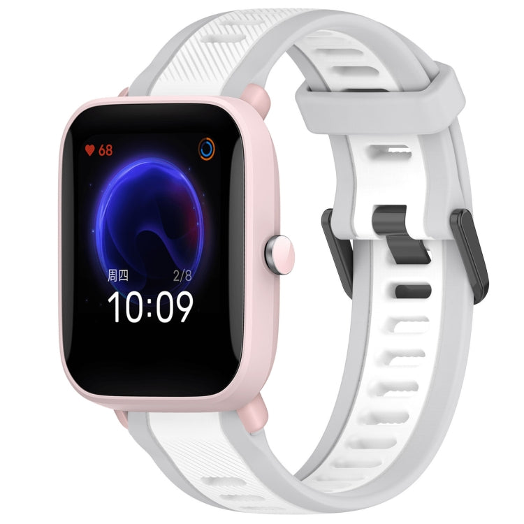 For Amazfit Pop Pro 20mm Two-Color Textured Silicone Watch Band(White+Grey) - Watch Bands by PMC Jewellery | Online Shopping South Africa | PMC Jewellery