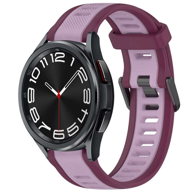 For Samsung Galaxy Watch 6 Classic 43mm 20mm Two Color Textured Silicone Watch Band(Purple) - Watch Bands by PMC Jewellery | Online Shopping South Africa | PMC Jewellery