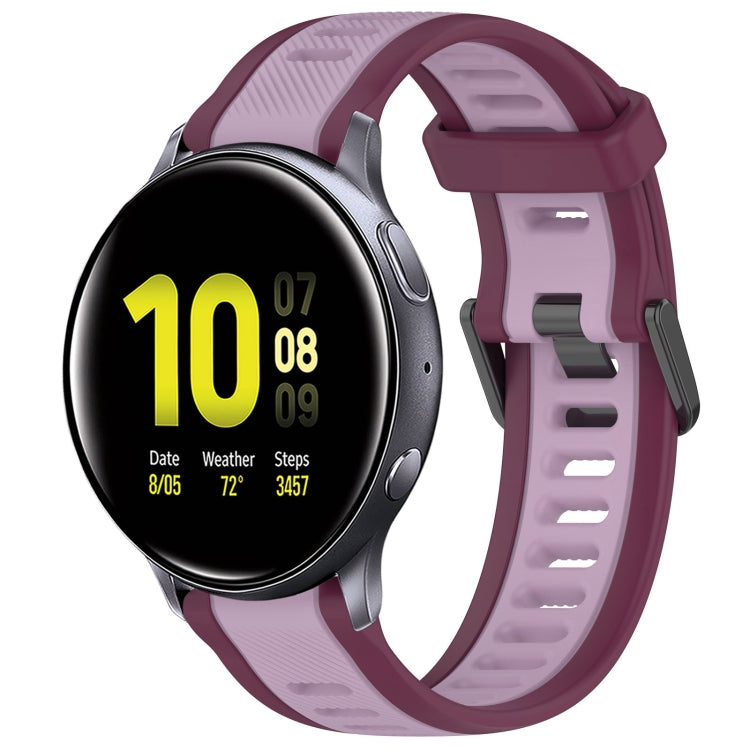 For Samsung Galaxy Watch Active 2 40mm 20mm Two Color Textured Silicone Watch Band(Purple) - Watch Bands by PMC Jewellery | Online Shopping South Africa | PMC Jewellery