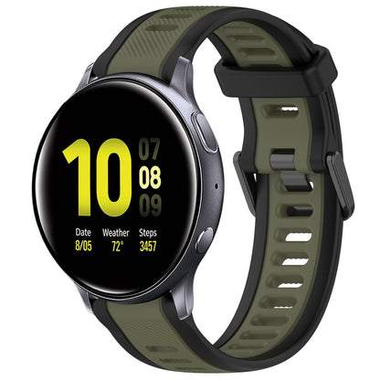 For Samsung Galaxy Watch Active 2 44mm 20mm Two Color Textured Silicone Watch Band(Green+Black) - Watch Bands by PMC Jewellery | Online Shopping South Africa | PMC Jewellery