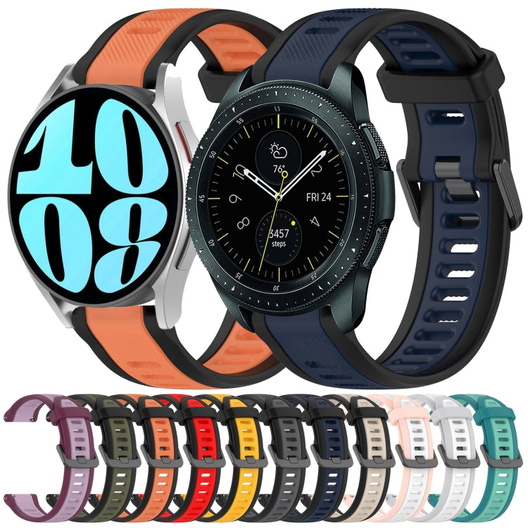 For Samsung Galaxy Watch Active 2 40mm 20mm Two Color Textured Silicone Watch Band(Midnight Blue+Black) - Watch Bands by PMC Jewellery | Online Shopping South Africa | PMC Jewellery