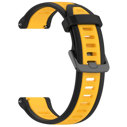 For Garmin Forerunner 165 Music 20mm Two Color Textured Silicone Watch Band(Yellow+Black) - Watch Bands by PMC Jewellery | Online Shopping South Africa | PMC Jewellery
