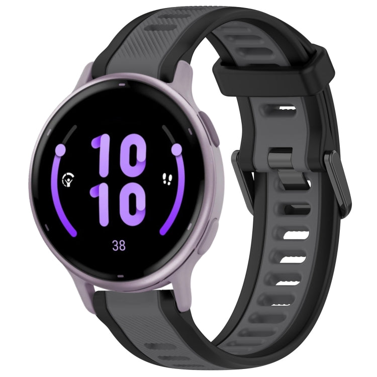 For Garmin Active 5 20mm Two Color Textured Silicone Watch Band(Grey+Black) - Watch Bands by PMC TechLife | Online Shopping South Africa | PMC TechLife