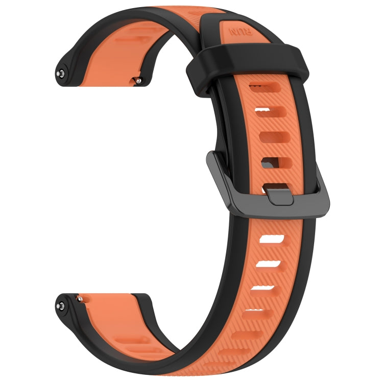 For Garmin VivoMove Trend 20mm Two Color Textured Silicone Watch Band(Orange+Black) - Watch Bands by PMC Jewellery | Online Shopping South Africa | PMC Jewellery