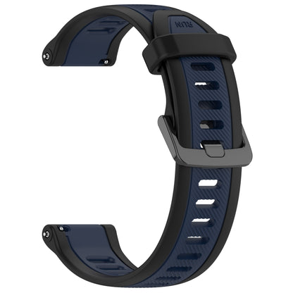 For Garmin Forerunner 158 20mm Two Color Textured Silicone Watch Band(Midnight Blue+Black) - Watch Bands by PMC Jewellery | Online Shopping South Africa | PMC Jewellery