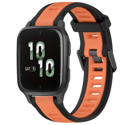 For Garmin Forerunner Sq2 / Sq2 Music 20mm Two Color Textured Silicone Watch Band(Orange+Black) - Watch Bands by PMC Jewellery | Online Shopping South Africa | PMC Jewellery