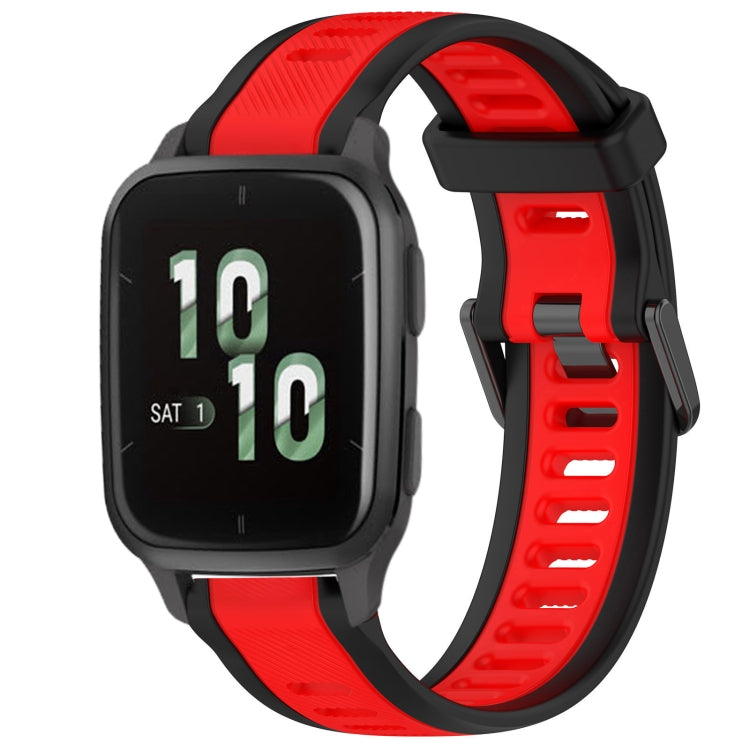 For Garmin Forerunner Sq2 / Sq2 Music 20mm Two Color Textured Silicone Watch Band(Red+Black) - Watch Bands by PMC Jewellery | Online Shopping South Africa | PMC Jewellery