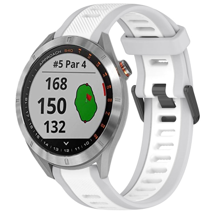 For Garmin Approach S40 20mm Two Color Textured Silicone Watch Band(White+Grey) - free shipping - PMC TechLife - Order now!