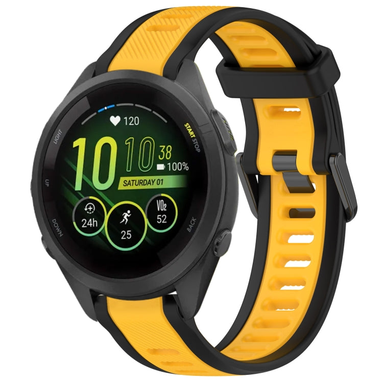 For Garmin Forerunner 265S 18mm Two Color Textured Silicone Watch Band(Yellow+Black) - Watch Bands by PMC Jewellery | Online Shopping South Africa | PMC Jewellery