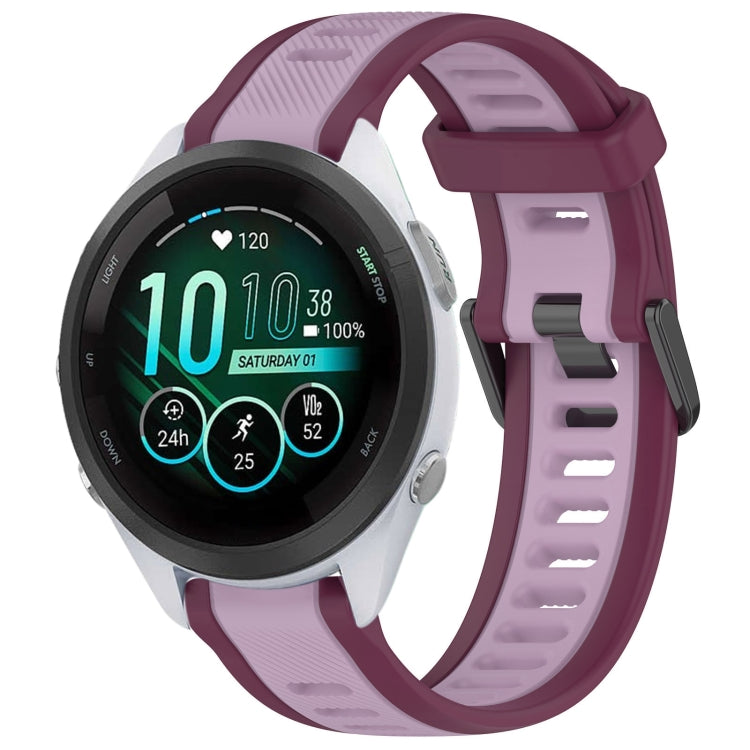 For Garmin Forerunner 265S Music 18mm Two Color Textured Silicone Watch Band(Purple) - Watch Bands by PMC Jewellery | Online Shopping South Africa | PMC Jewellery